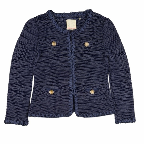 Rebecca Taylor Sweaters - Rebecca Taylor Navy Crochet Knit Jacket /‎ Cardigan – Size S